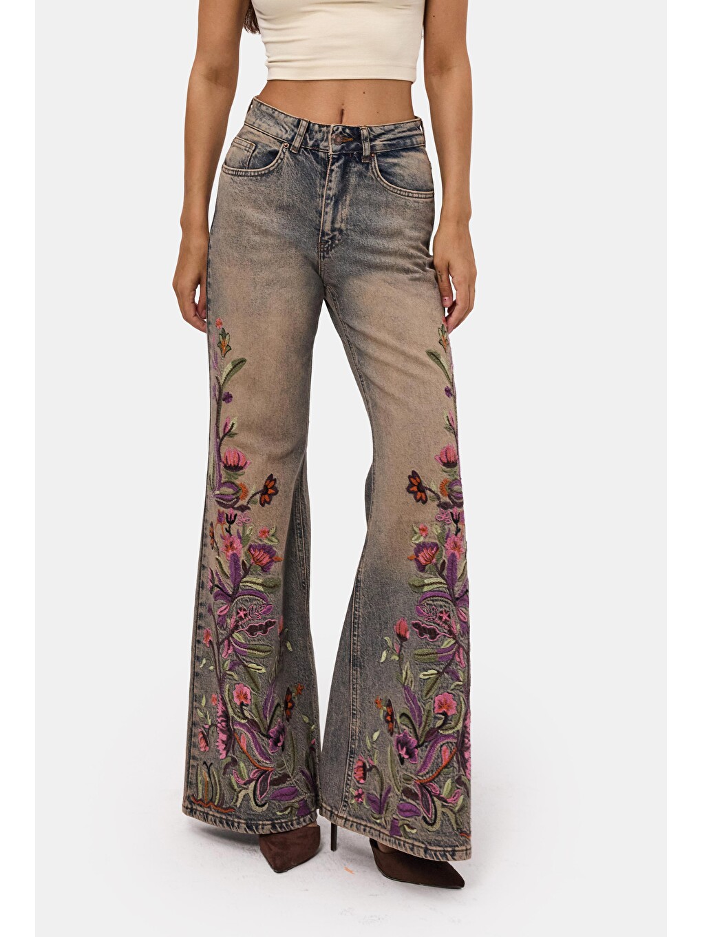 Mavi Kadın T.kot Rengi 4w6-85 Flare Fit Nakış Tasarım Denim Jean