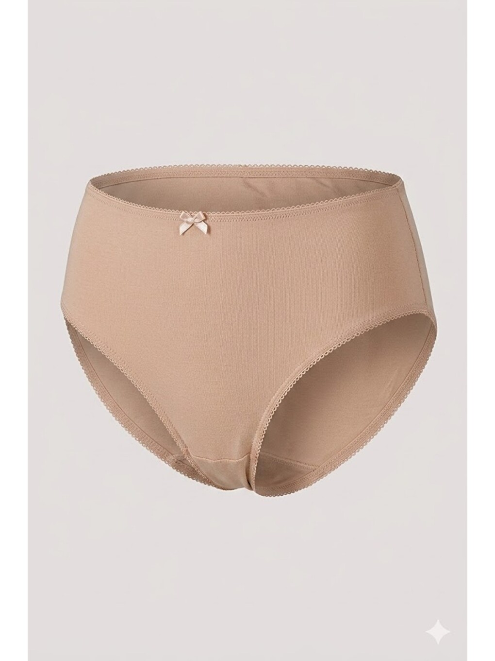 Bej 3'Lü Paket Yüksek Bel Bikini Külot 5002 Ten-1
