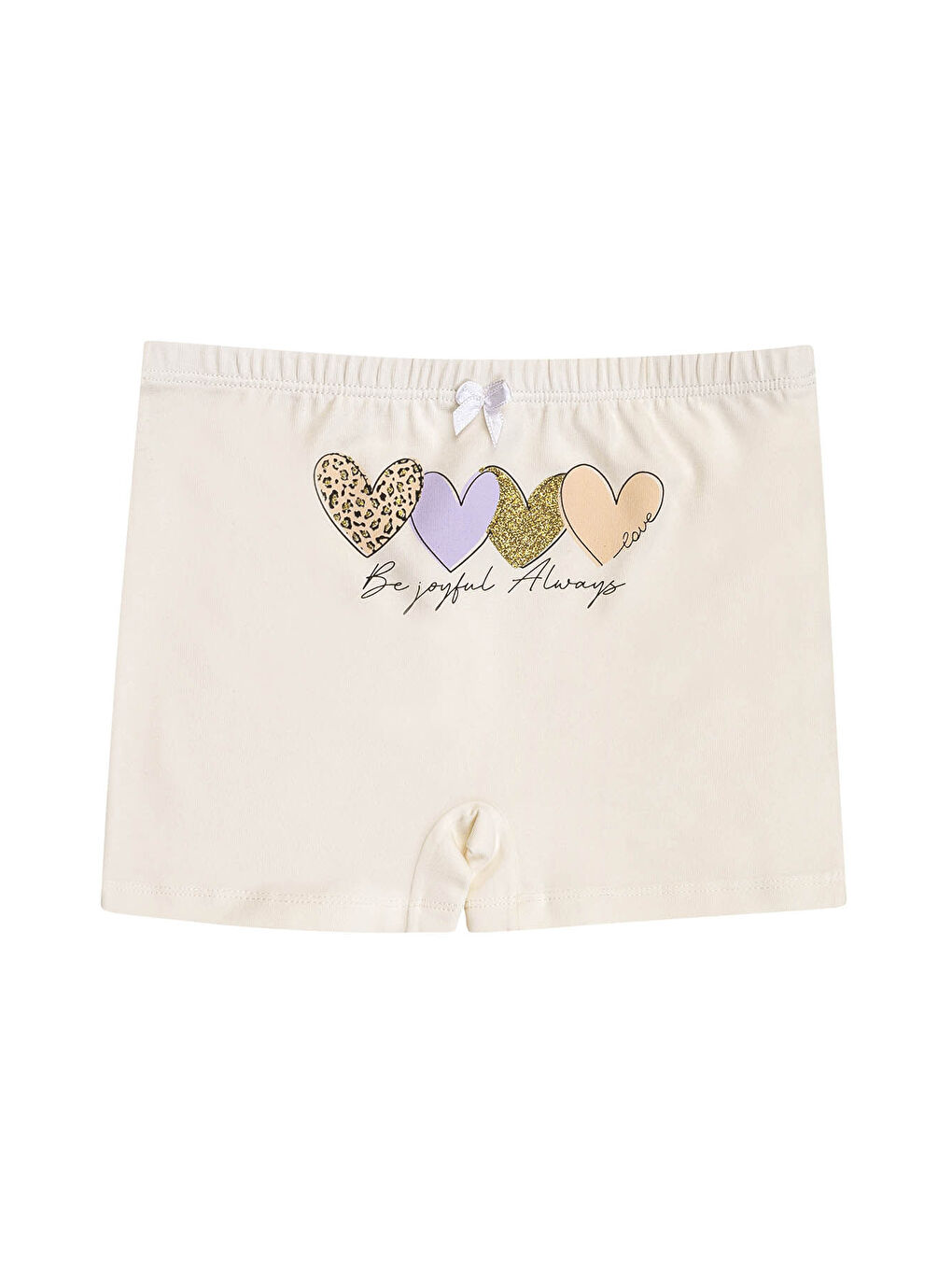 Beyaz 5'li Paket Kız Çocuk Karışık Desenli Pamuklu Yumuşak Şort Boxer | 41602-4