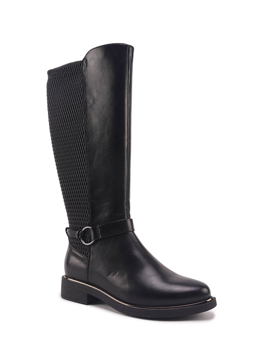 324126.Z 4PR Siyah Kadın Düz Çizme-1