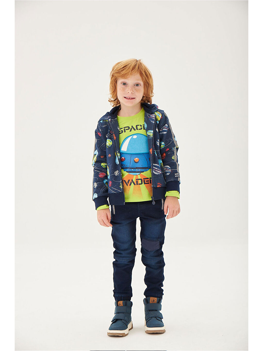Lacivert Erkek Çocuk Ceket Desenli