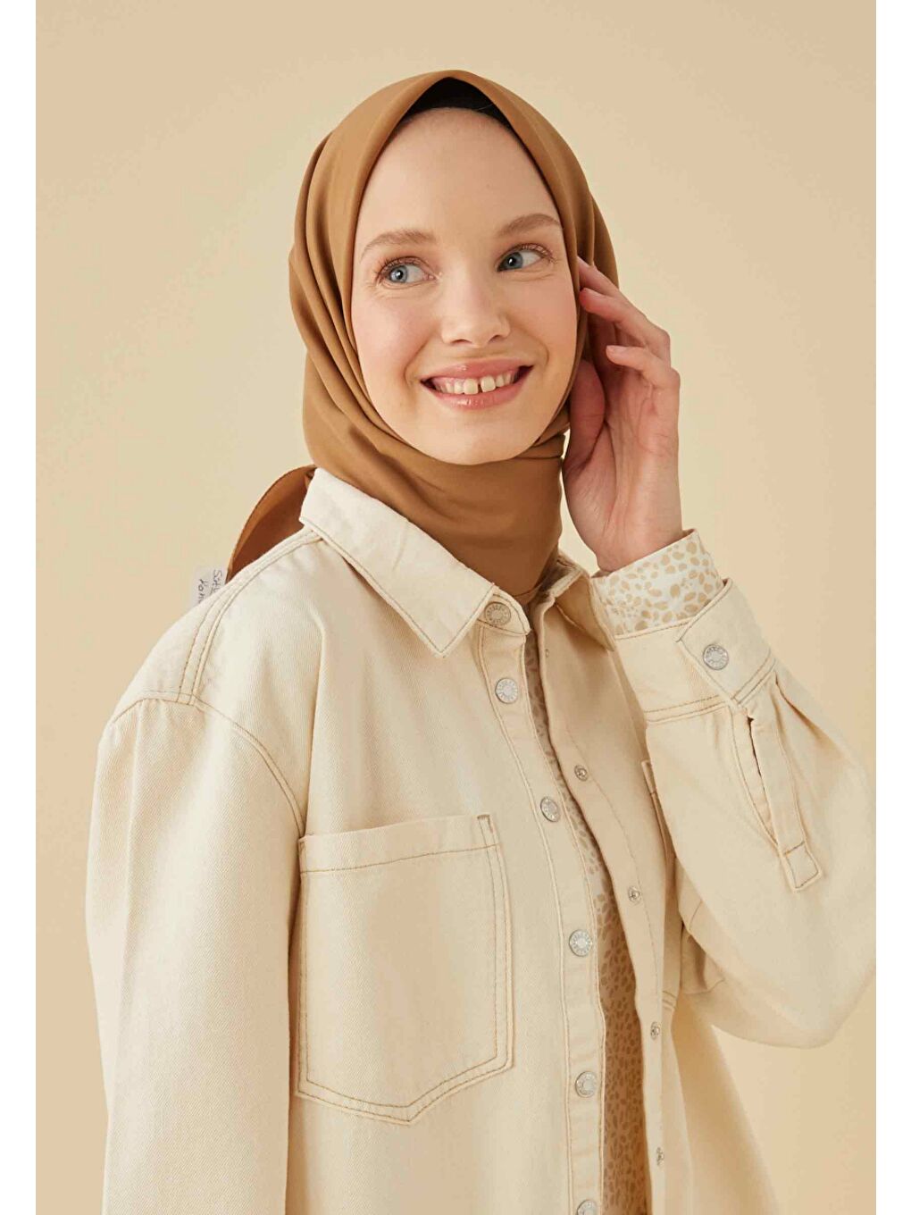 Kahverengi Pamuk İpek Eşarp Sütlü Kahve-3