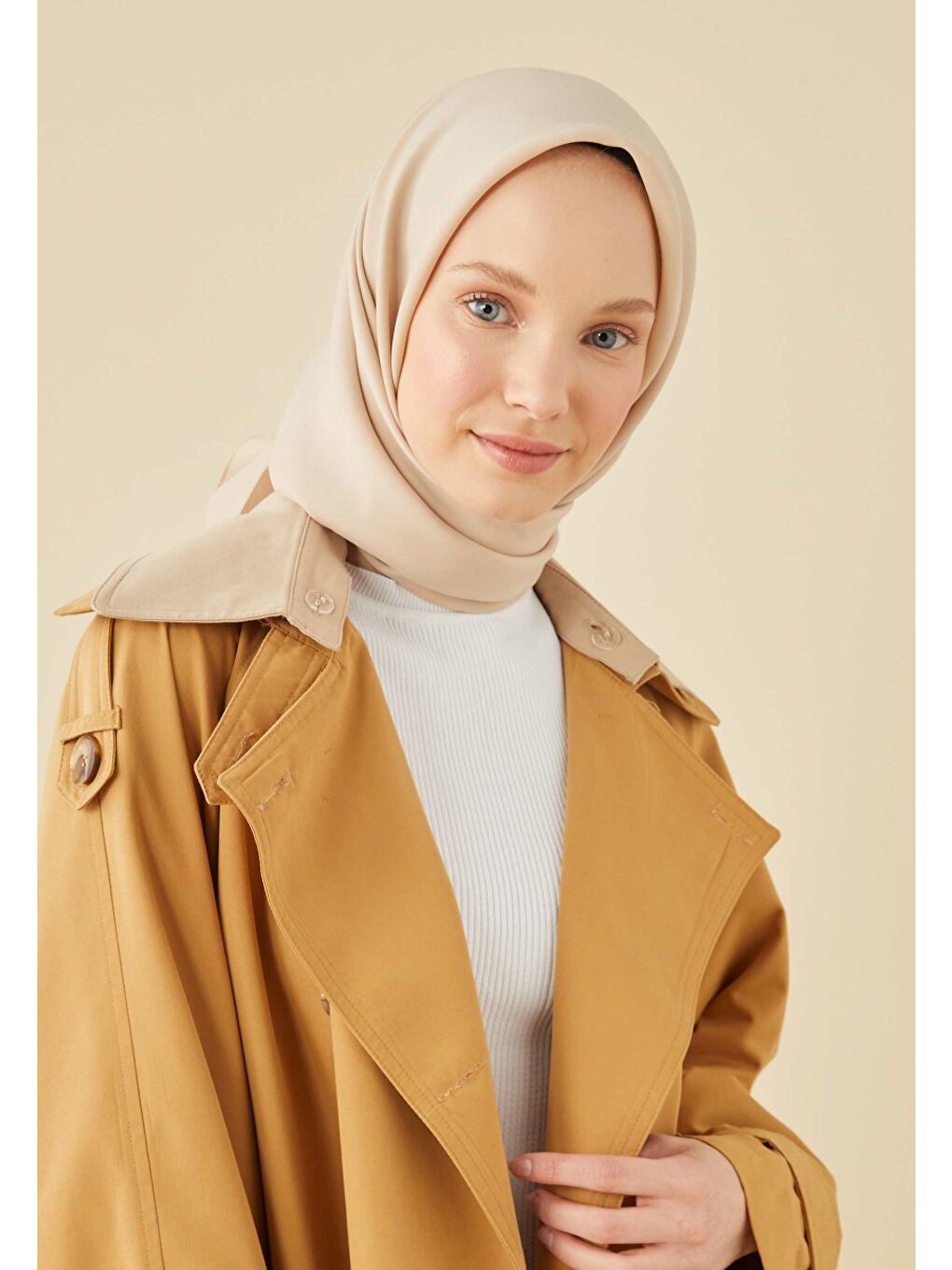 Pamuk İpek Eşarp Bej-2