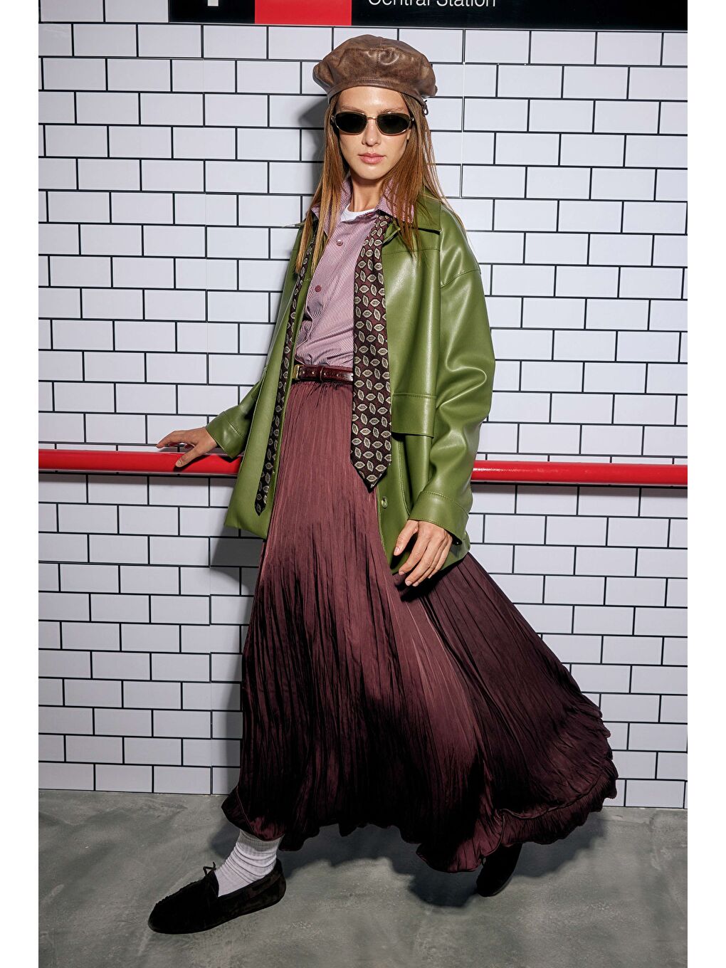 Piliseli Kraş Etek Bordo