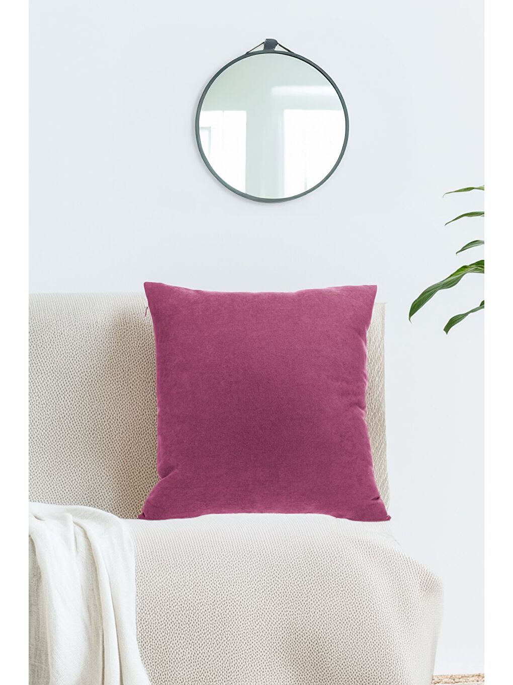 Panoroma Fuşya Düz Sade Kırlent Kılıfı  Punch (Panç) İşlemeye Uygun Dekoratif Yastık Kılıfı 40x40-1