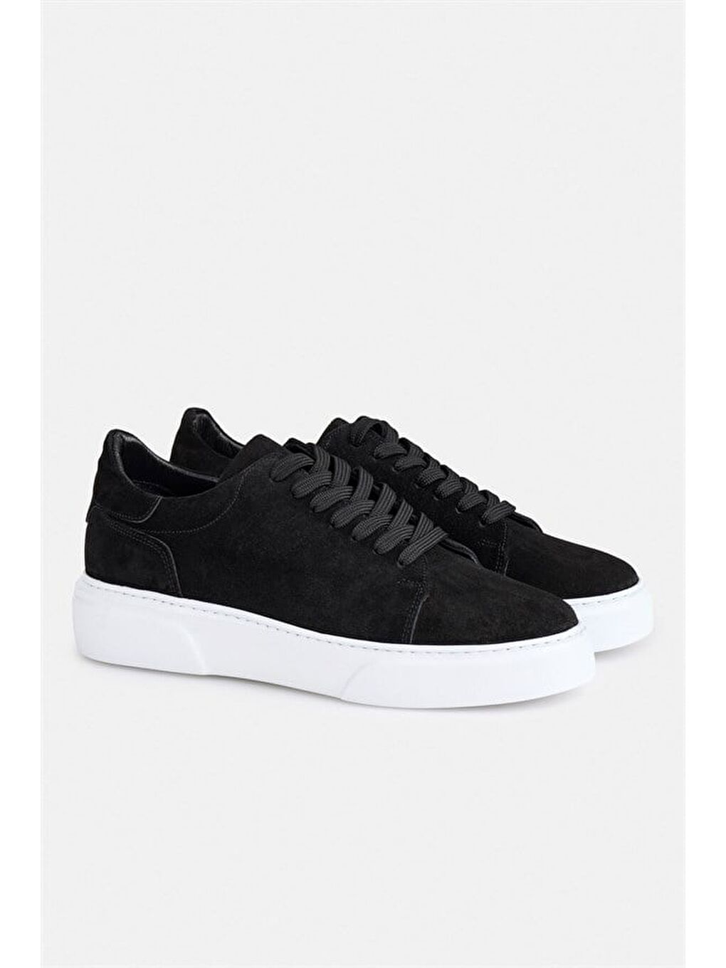 Siyah Gerçek Deri Bağcıklı Sneakers-1