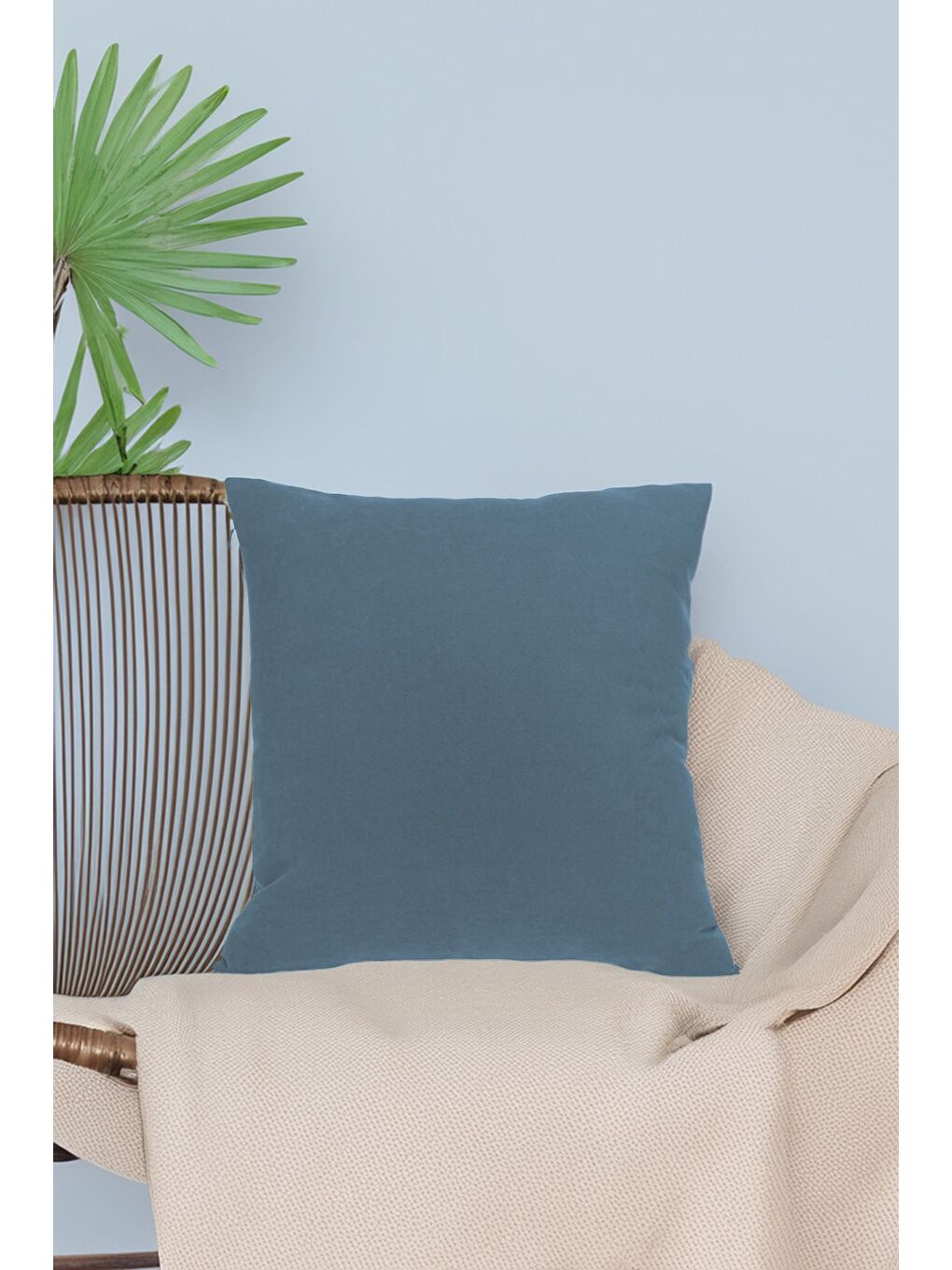 Panoroma Petrol Düz Sade Kırlent Kılıfı  Punch (Panç) İşlemeye Uygun Dekoratif Yastık Kılıfı 40x40