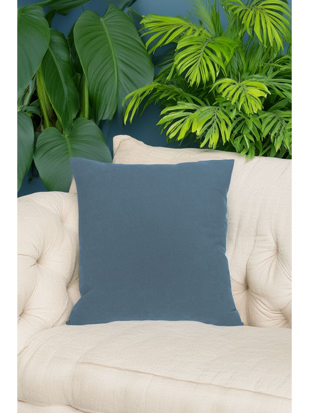 Panoroma Petrol Düz Sade Kırlent Kılıfı  Punch (Panç) İşlemeye Uygun Dekoratif Yastık Kılıfı 40x40-1