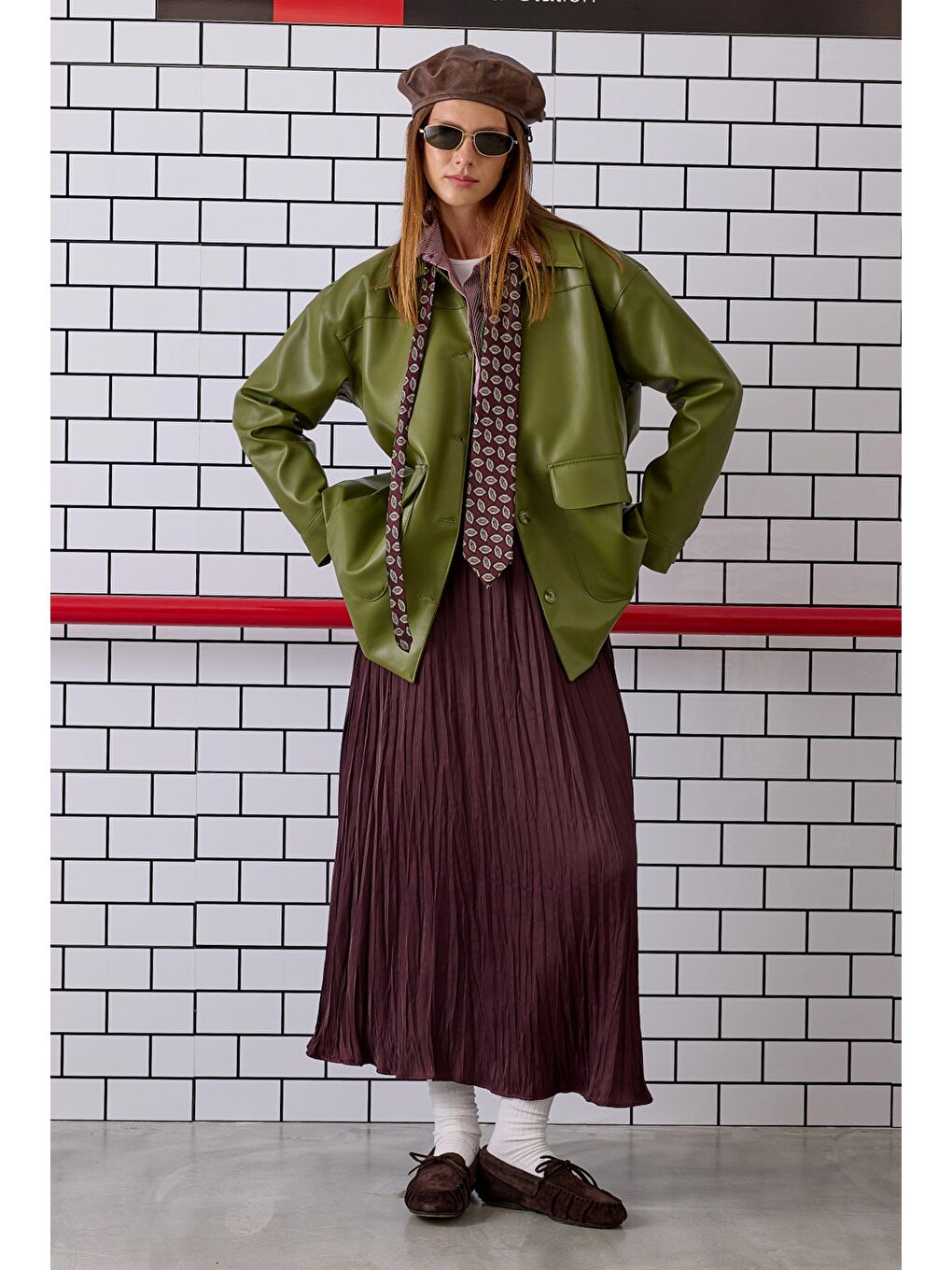 Piliseli Kraş Etek Bordo-1