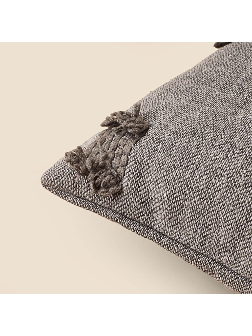 Gri Soft Vela Kırlent - Antrasit - 42x42 Cm-1