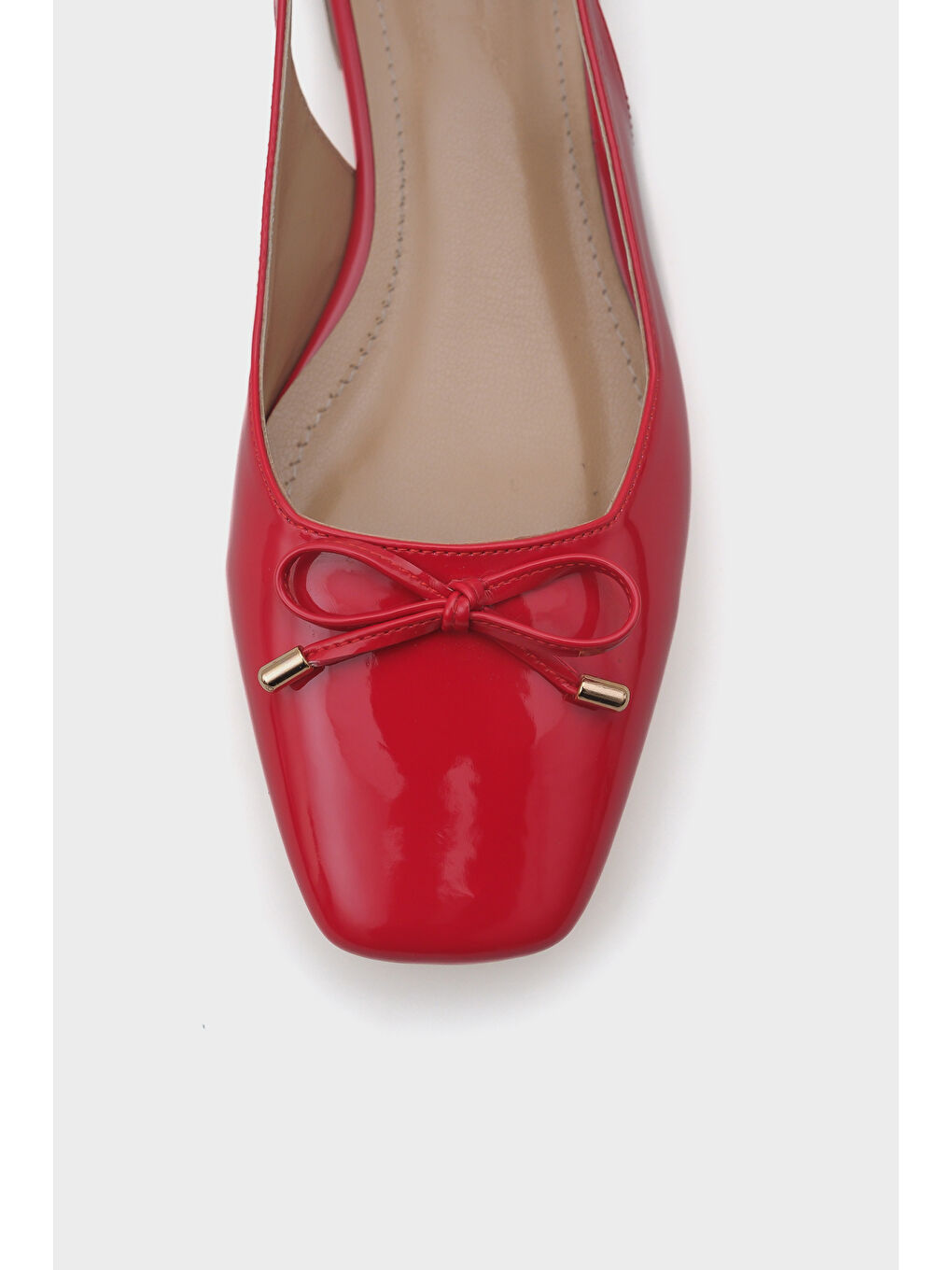 Kırmızı Angela Metal Topuklu Arkası Açık Kadın Babet-2