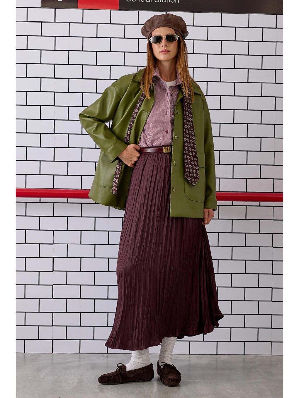 Piliseli Kraş Etek Bordo-2