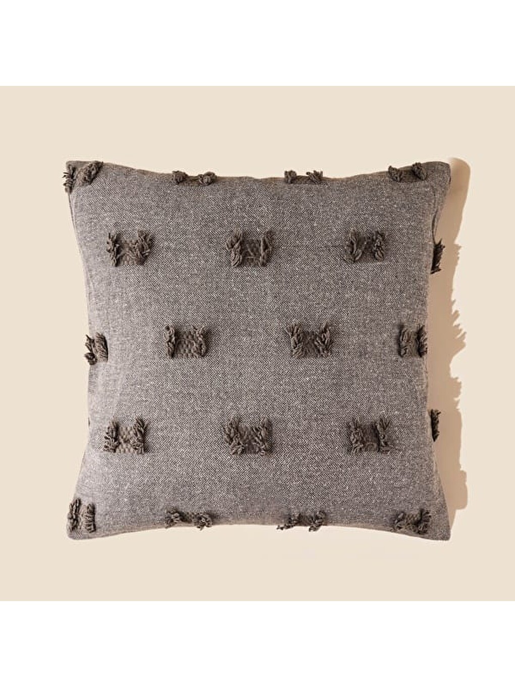 Gri Soft Vela Kırlent - Antrasit - 42x42 Cm-3