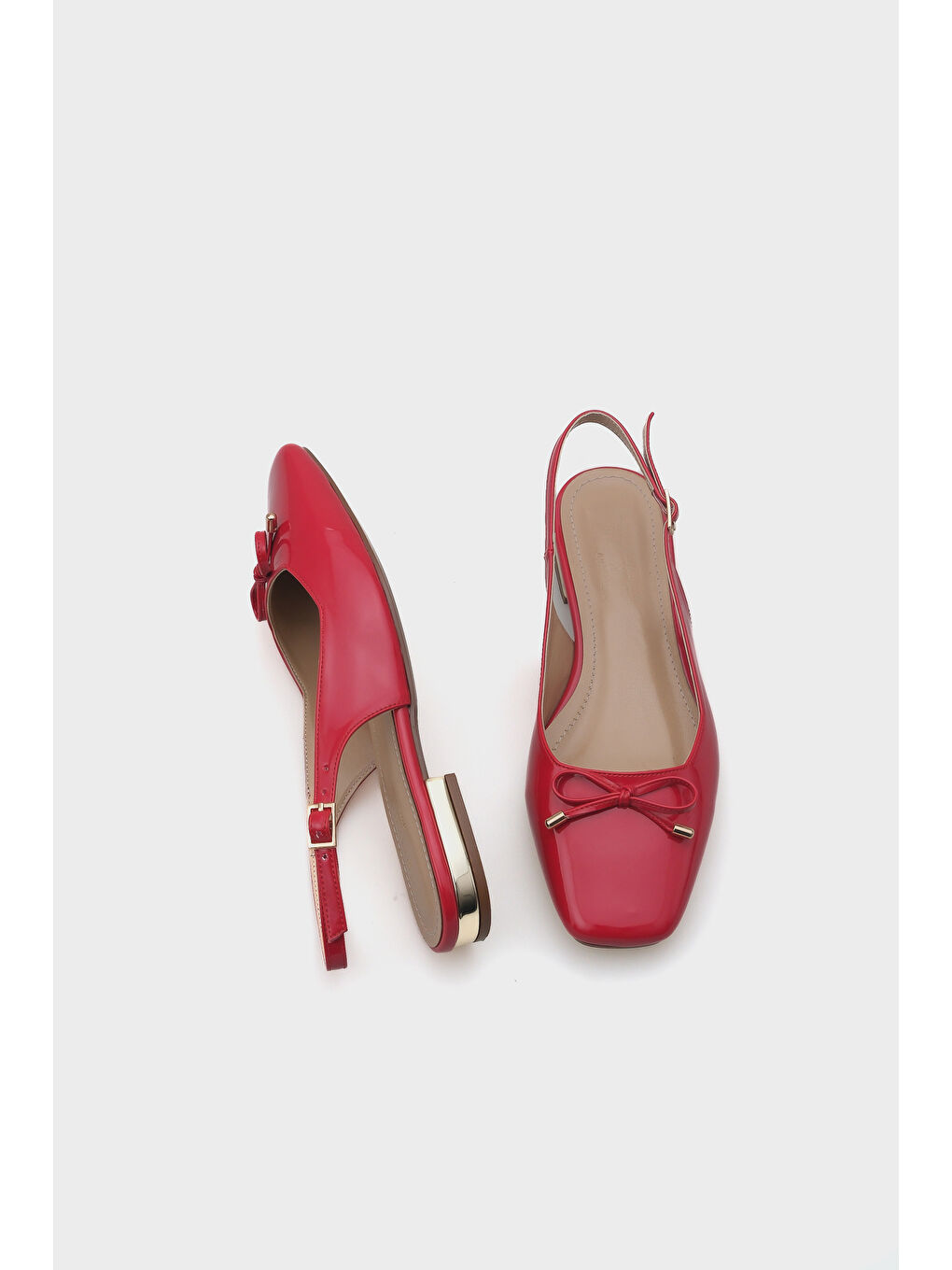 Kırmızı Angela Metal Topuklu Arkası Açık Kadın Babet-4