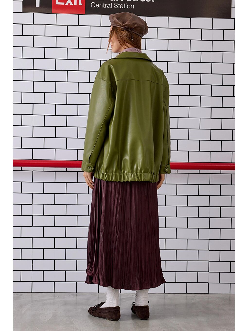 Piliseli Kraş Etek Bordo-3