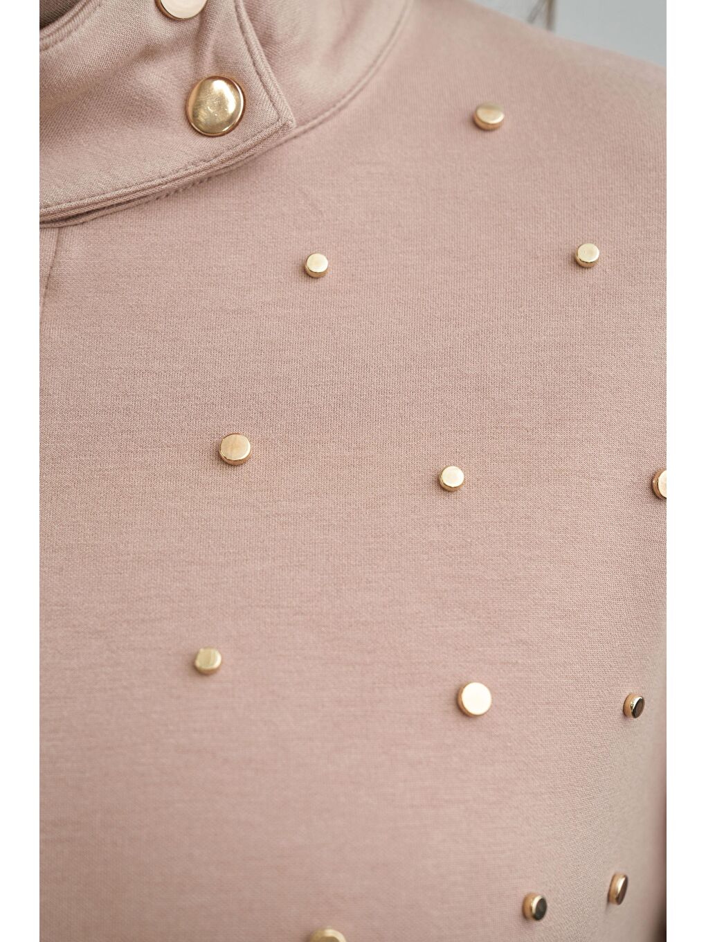 Bej Vizon-Yumuşak Dokulu Büyük Beden Droplu Eşofman Takımı-4