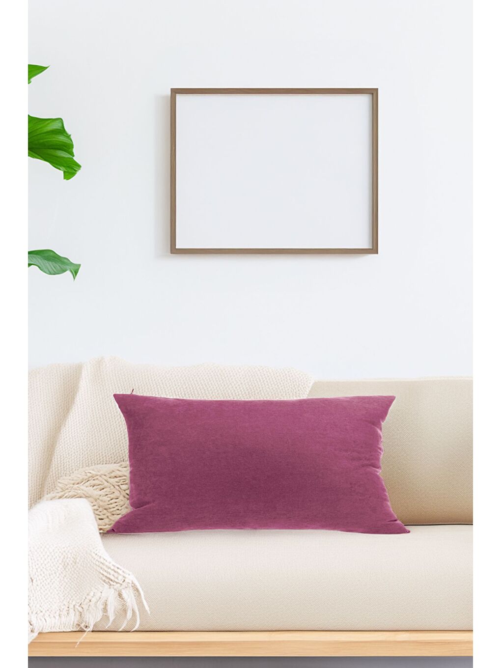 Panoroma Fuşya Düz Sade Kırlent Kılıfı Punch(Panç) İşlemeye Uygun Dekoratif Yastık Kılıfı 30x50-1