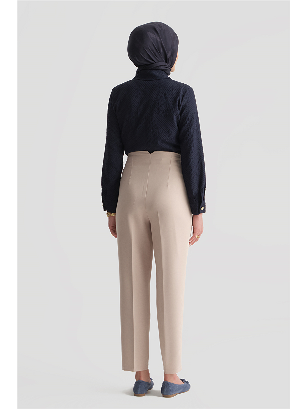 Bej Yüksek Bel Pantolon Taş-4