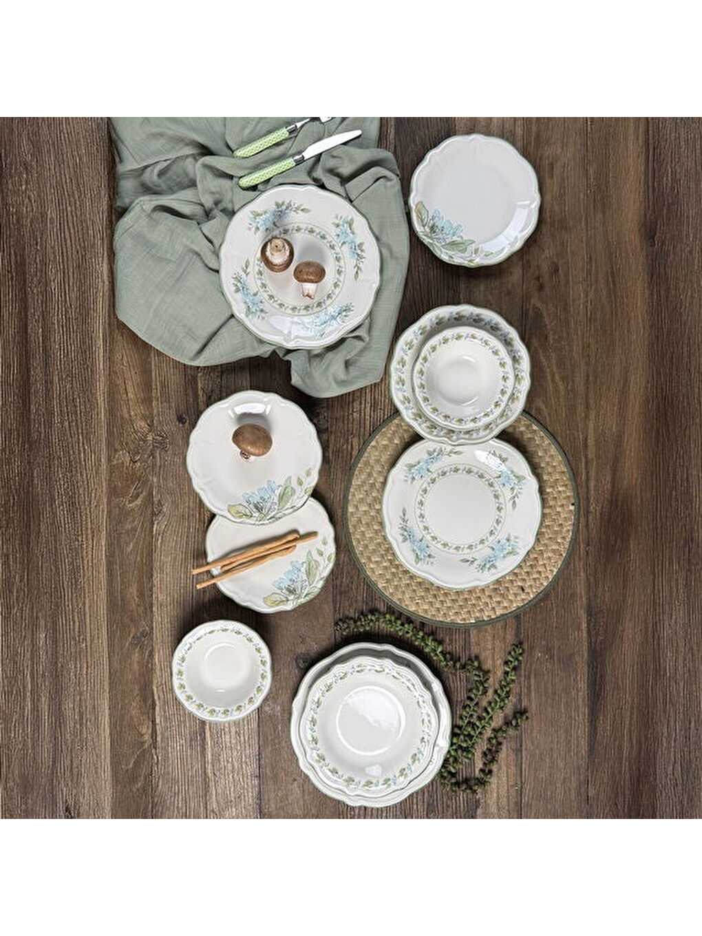 Karışık Kitchen Greeny 24 Parça Yemek Takımı - Renkli-7