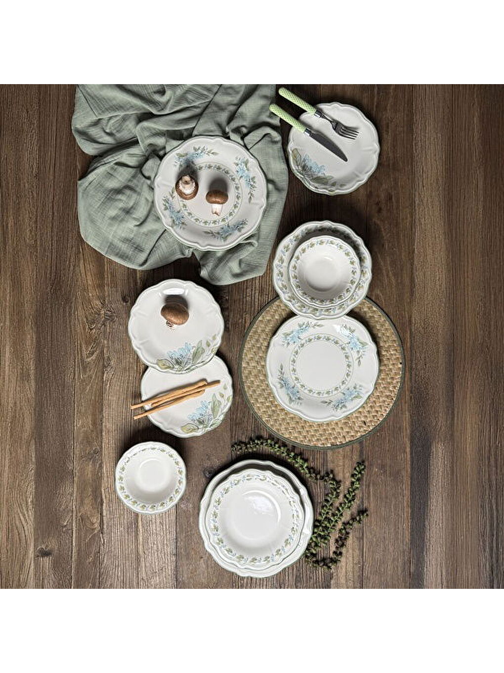 Karışık Kitchen Greeny 24 Parça Yemek Takımı - Renkli-8