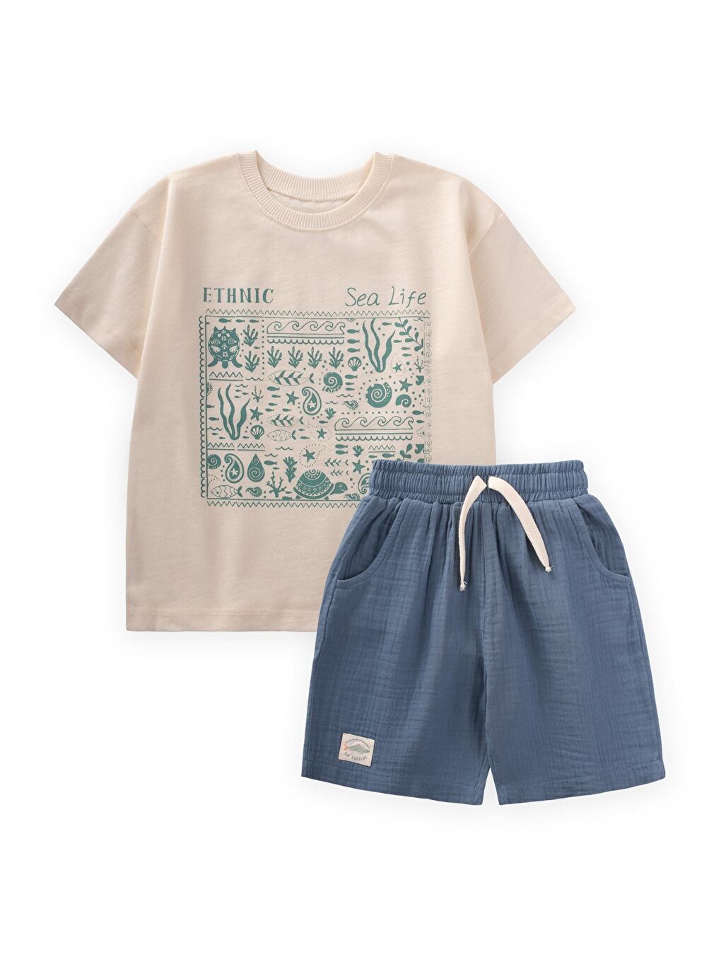 Ekru Erkek Çocuk Baskılı Takım