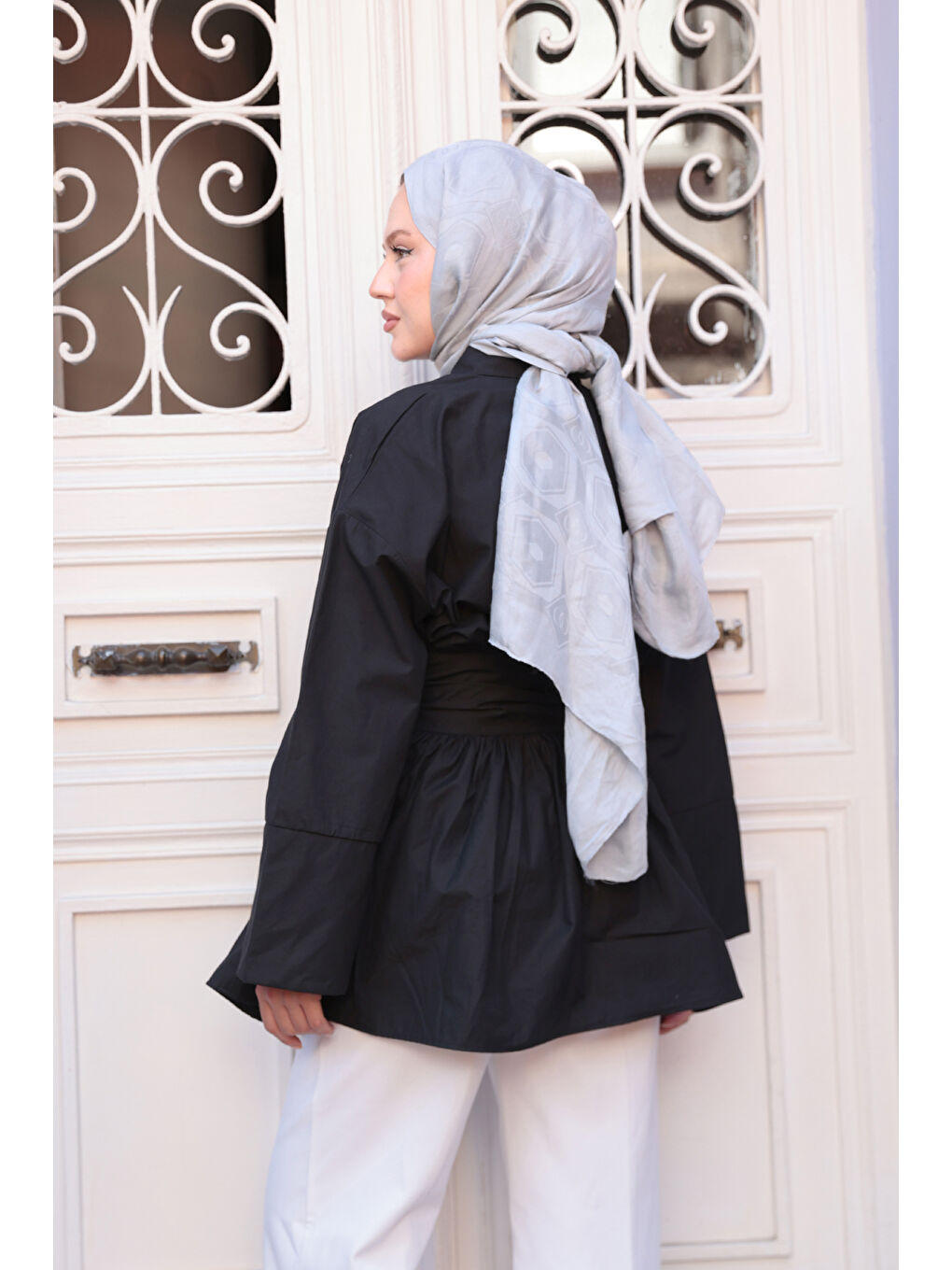 Kadın Bali Poplin Gömlek Siyah-4