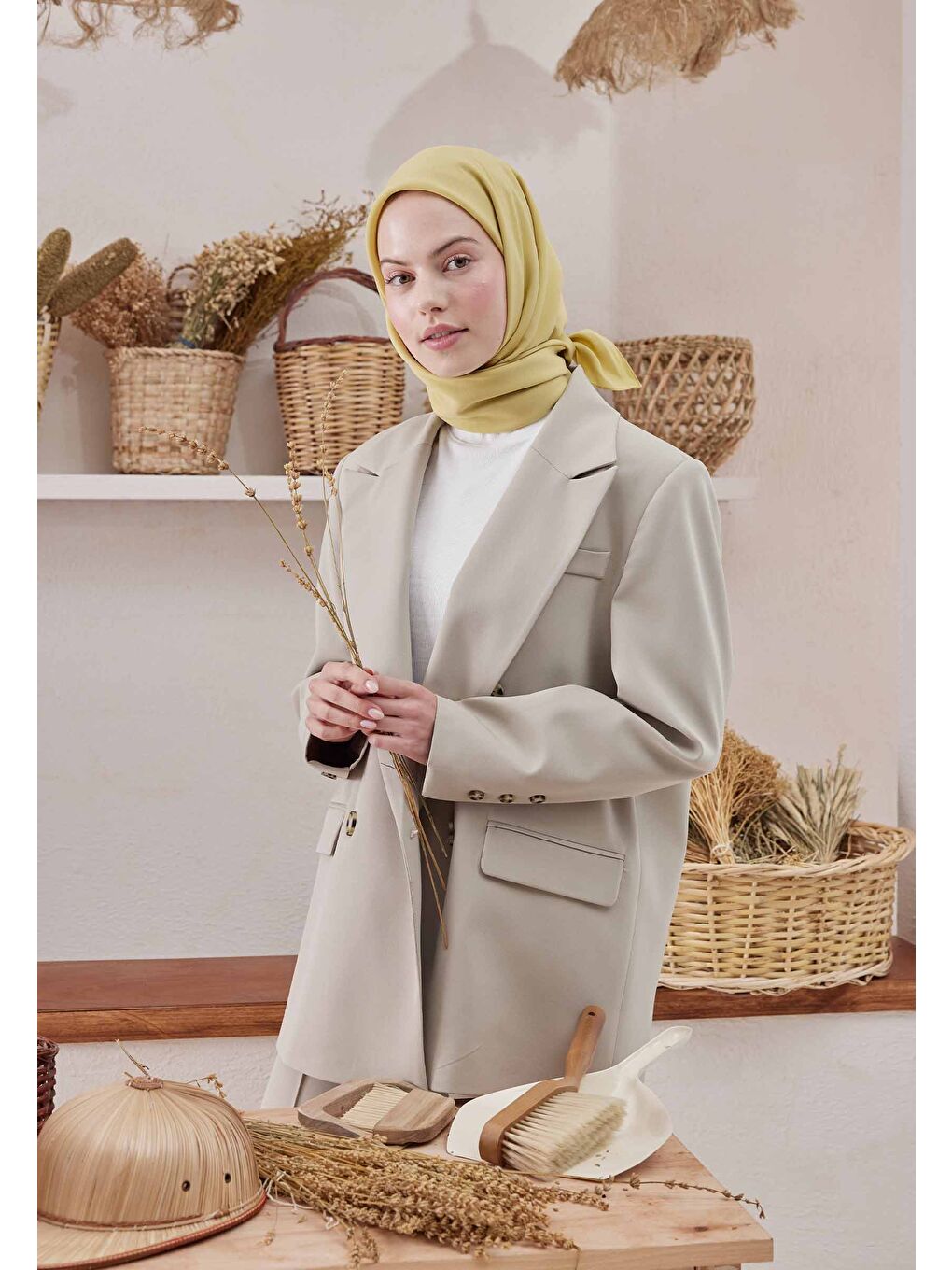 Pamuk İpek Eşarp Tatlı Sarı