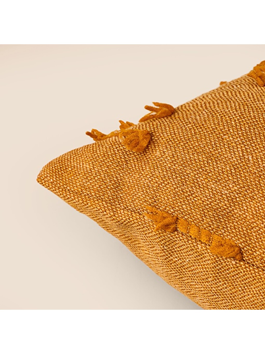 Kahverengi Soft Vela Kırlent - Hardal - 42x42 cm-3