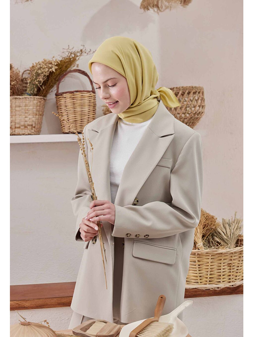 Pamuk İpek Eşarp Tatlı Sarı-1