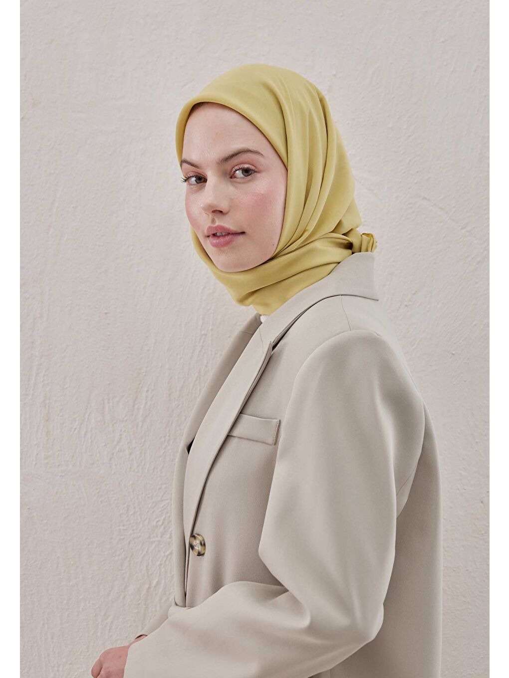 Pamuk İpek Eşarp Tatlı Sarı-2