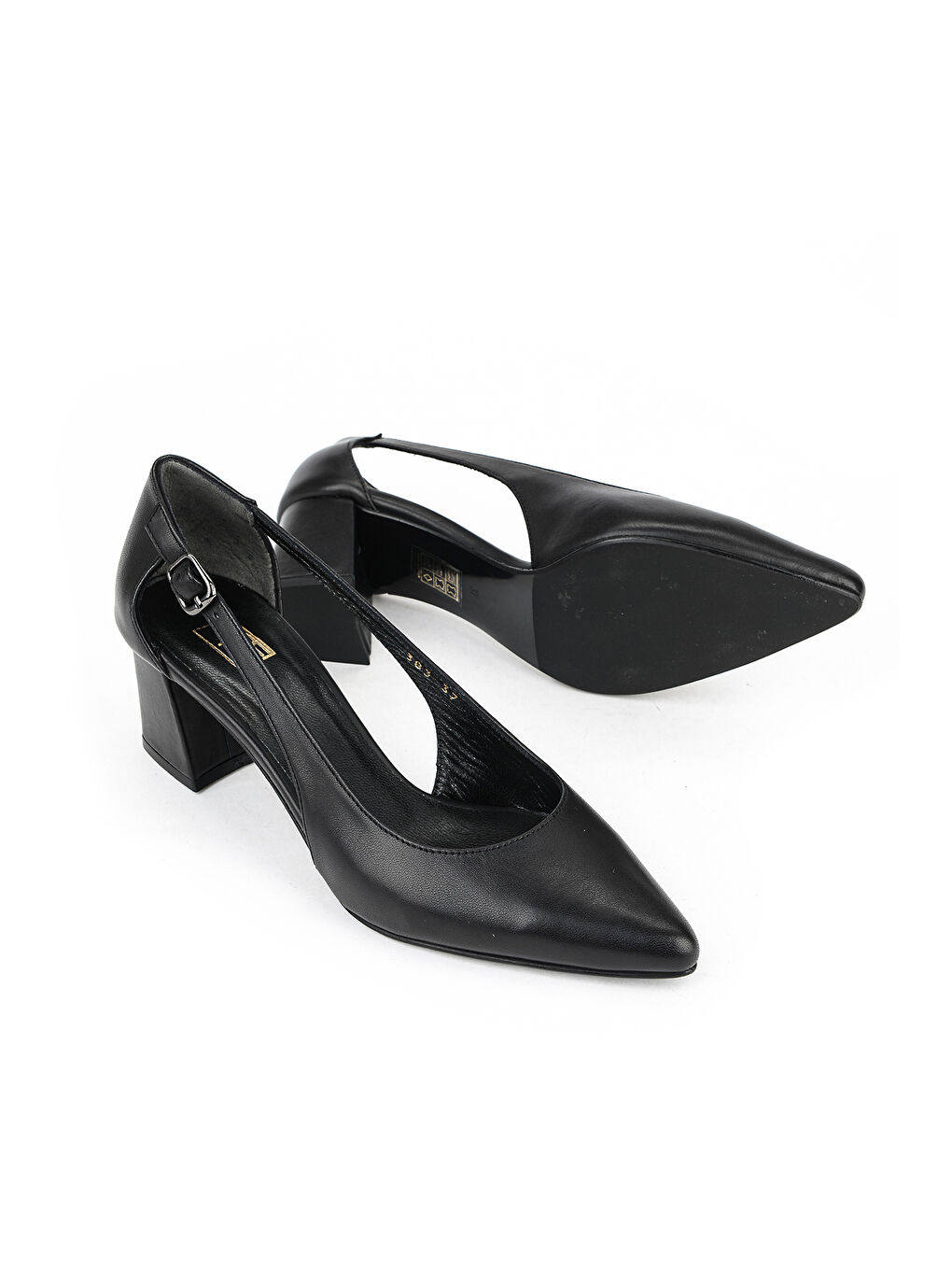 Kadın Hakiki Deri Topuklu Ayakkabı 1611030Z383 Siyah-3
