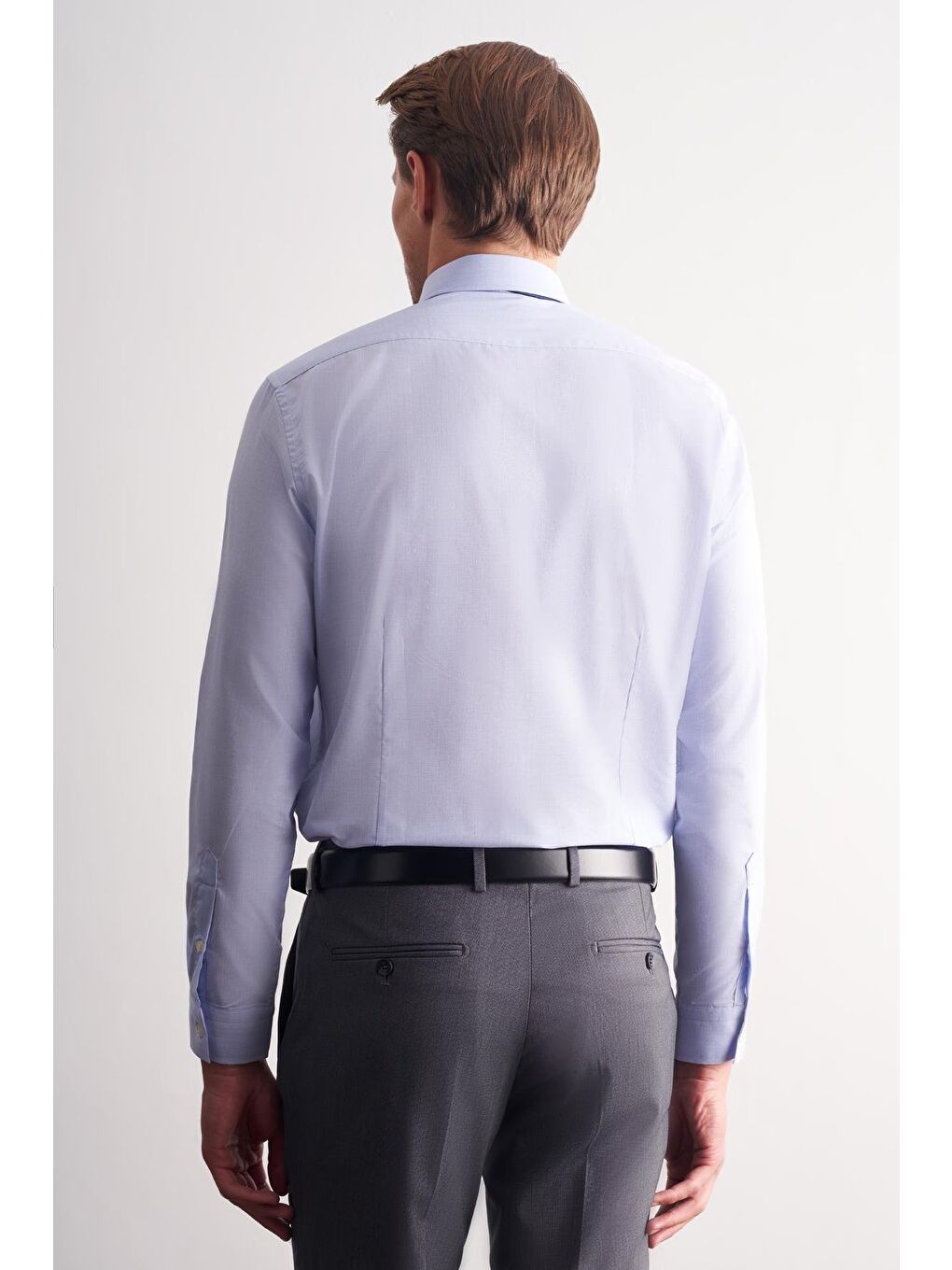 Mavi Klasik Yaka Uzun Kol Cepsiz Slim Fit Basic Pamuklu Gömlek 1004255008-4