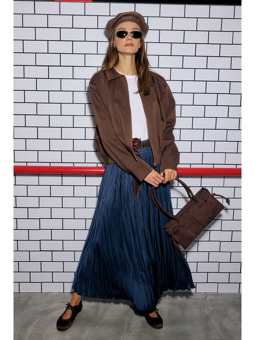 Piliseli Kraş Etek Gece Mavi