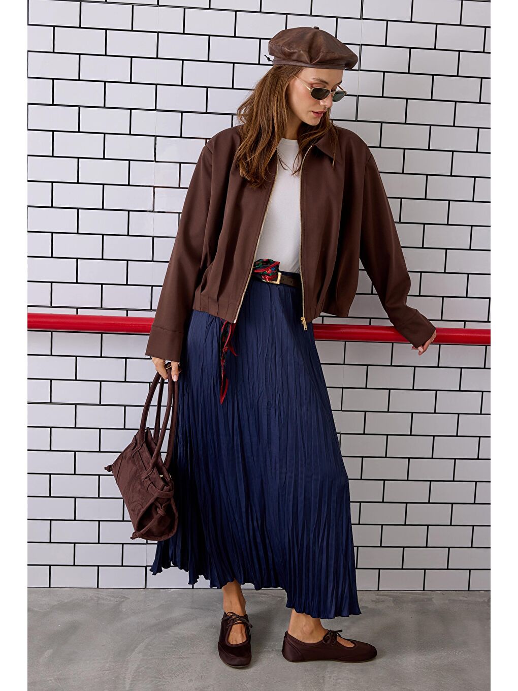 Piliseli Kraş Etek Gece Mavi-1