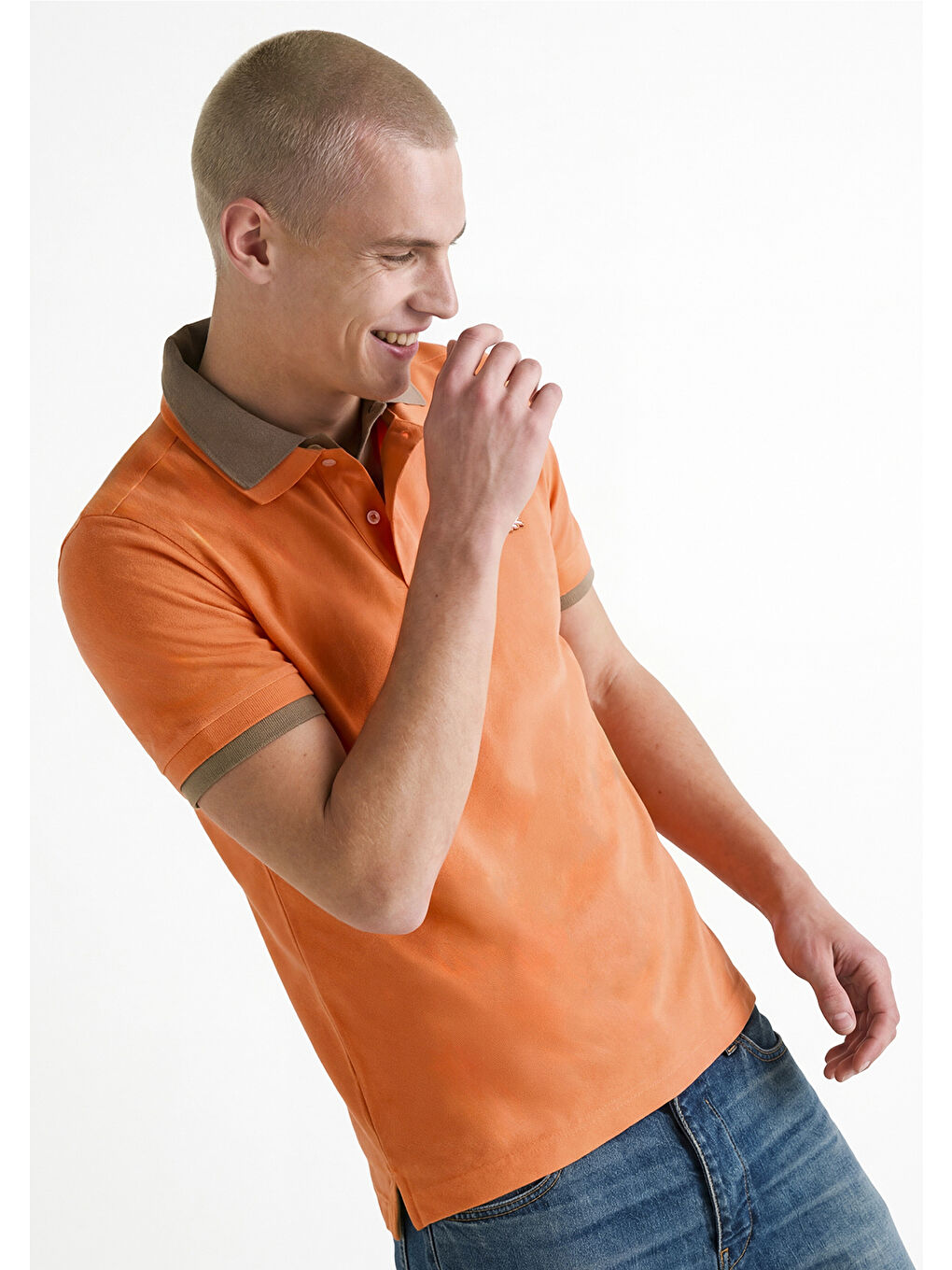 Erkek Turuncu Regular Fit Kısa Kollu Polo T-Shirt-3