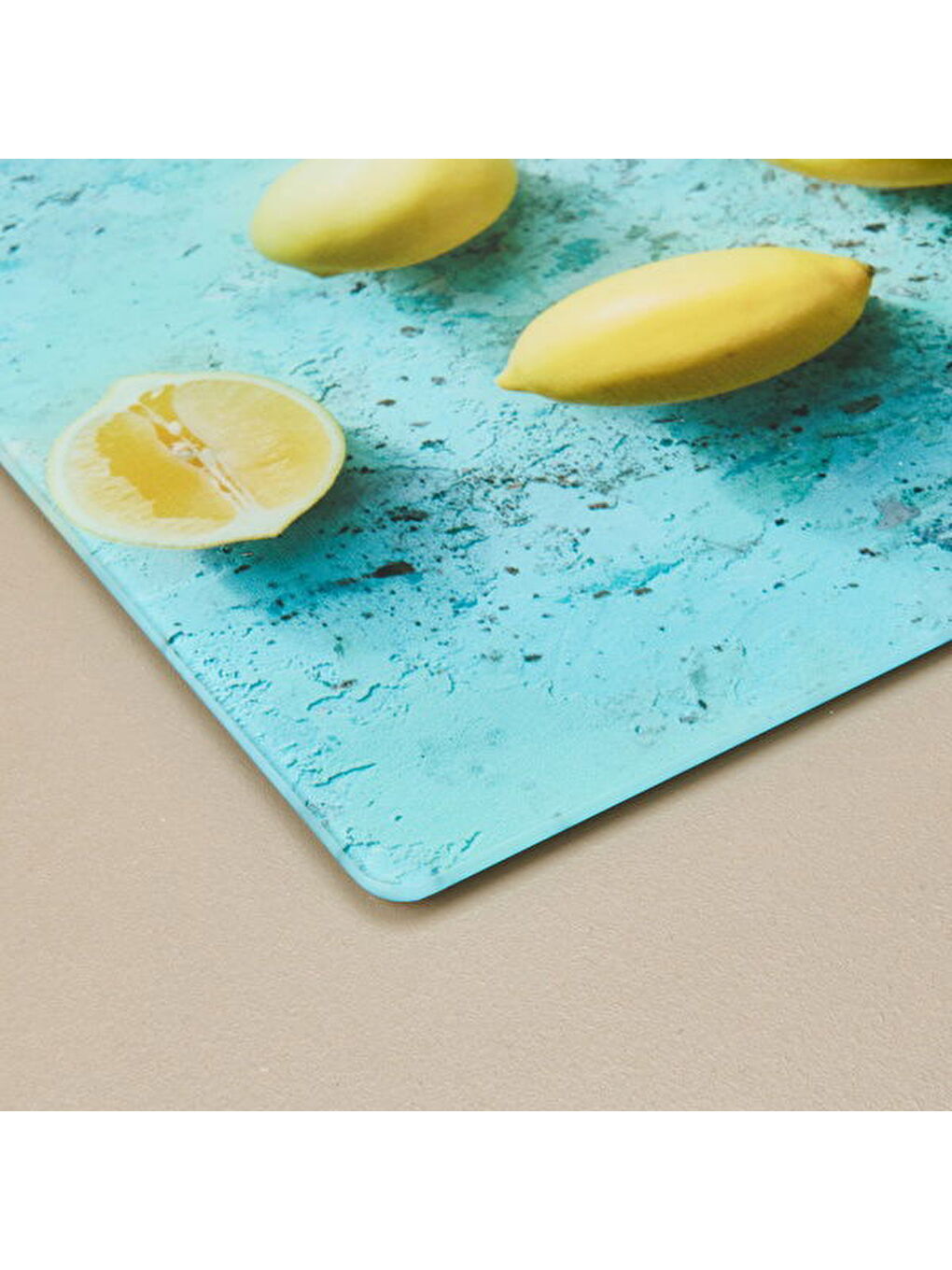 Karışık Limon Desenli Cam Kesme Tahtası - Renkli - 30x40 cm-1
