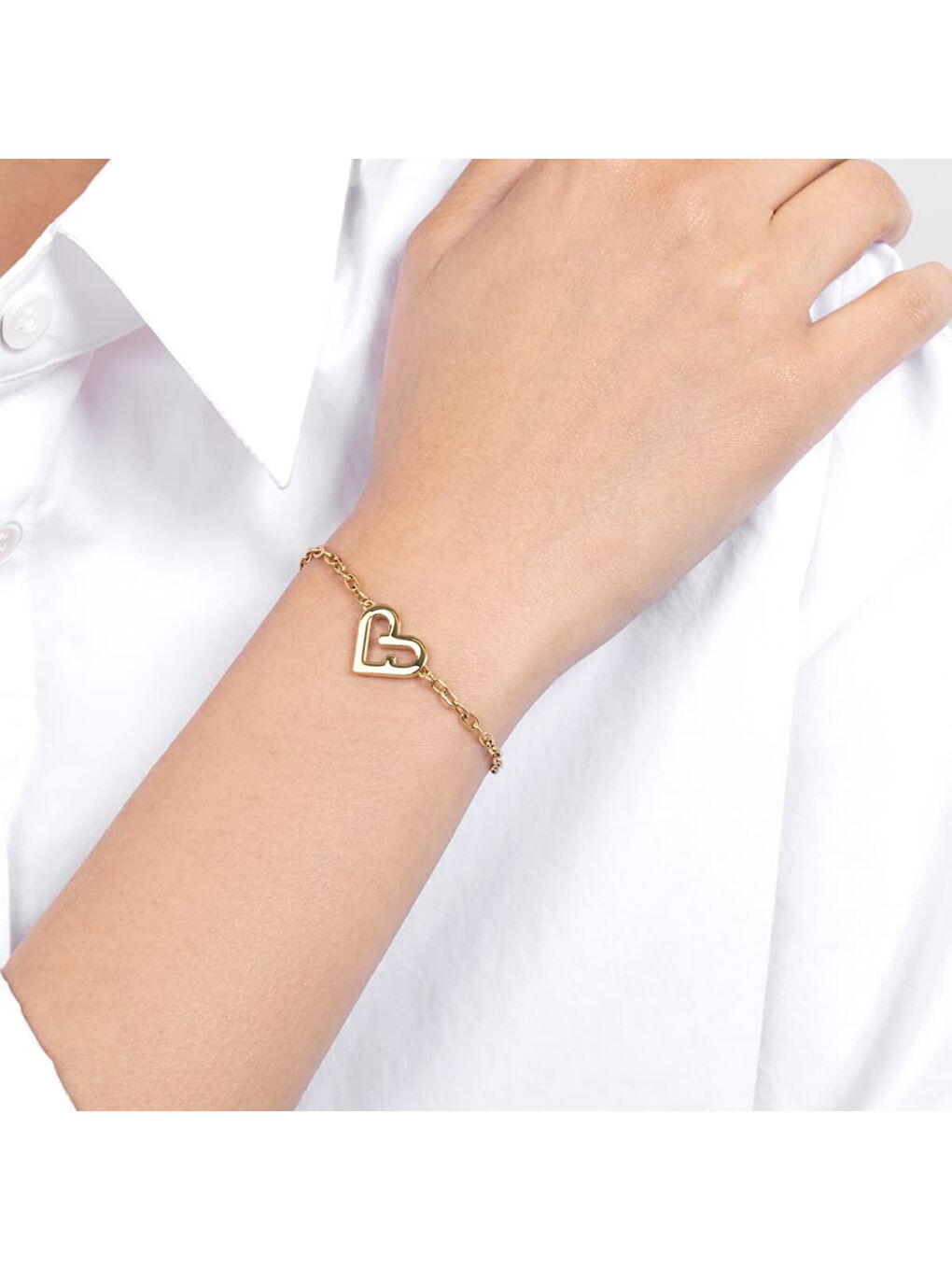 Sarı FJ5006BTU Kalpli Kadın Bileklik-2