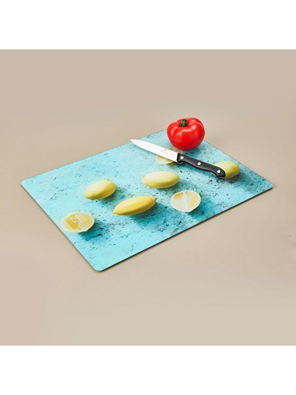 Karışık Limon Desenli Cam Kesme Tahtası - Renkli - 30x40 cm-2