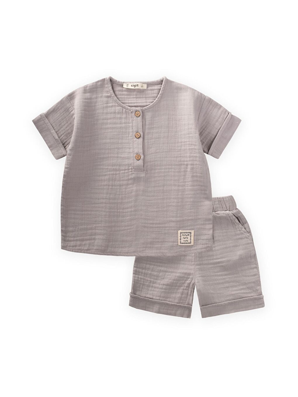 Gri Erkek Çocuk Müslin Takım