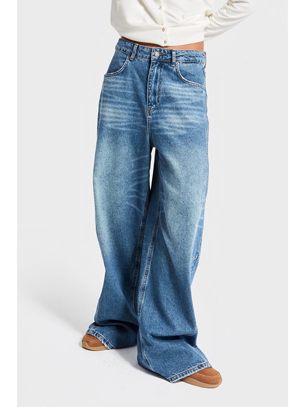 Mavi Kadın Jean Rengi 2w5-80 Mega Baggy Fit Nakış Detaylı %100 Pamuk Denim Jean