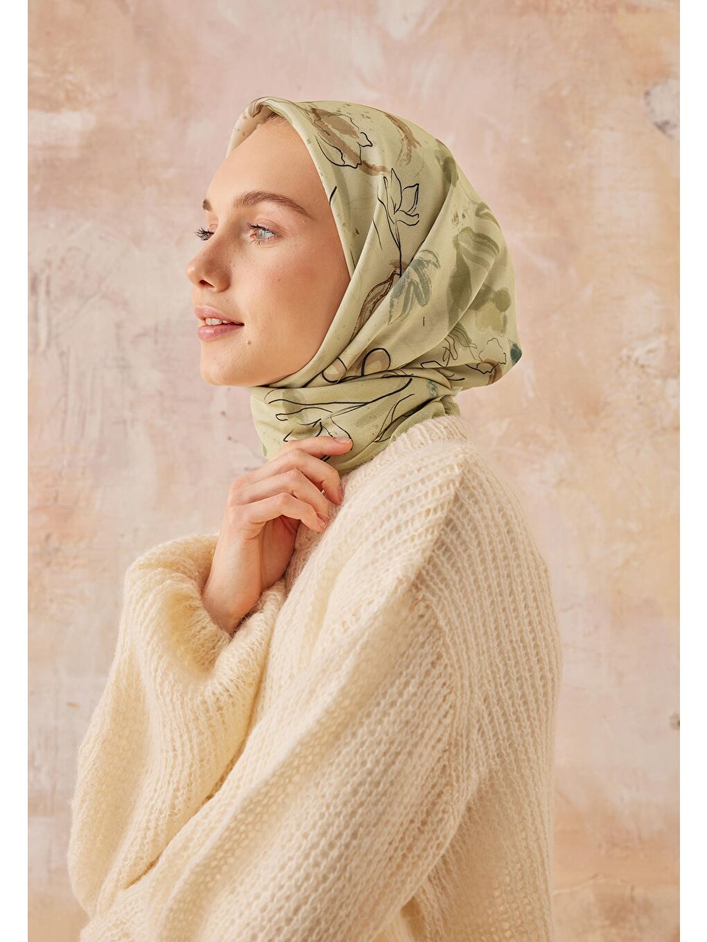 Hera Desen Pamuk İpek Eşarp Açık Yeşil-2