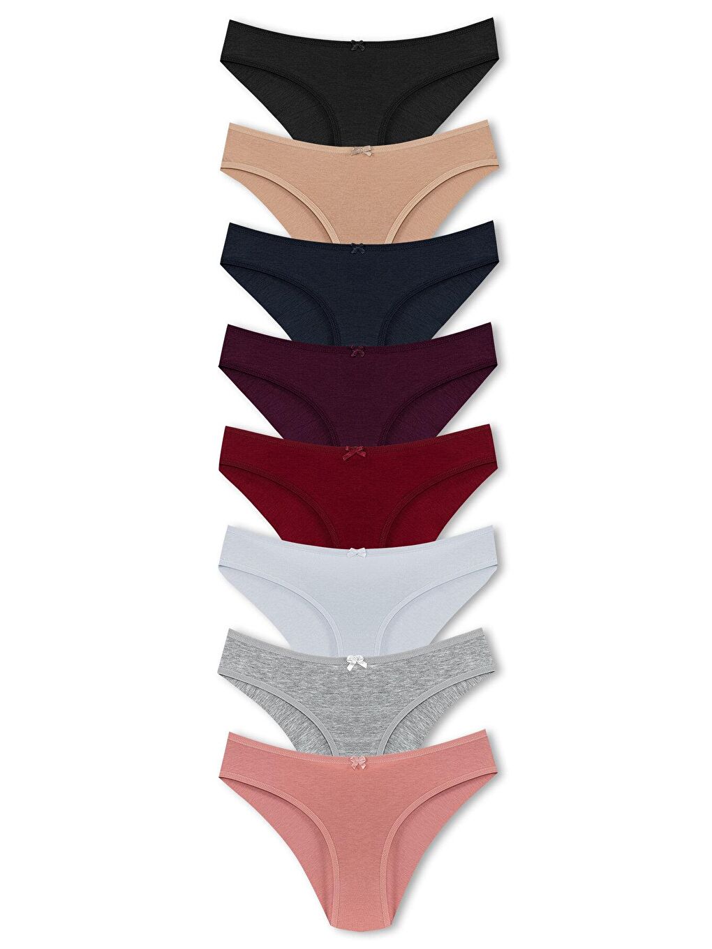 Karışık Pamuklu Arkası Çift Kat Slip Kadın Külot 8'li