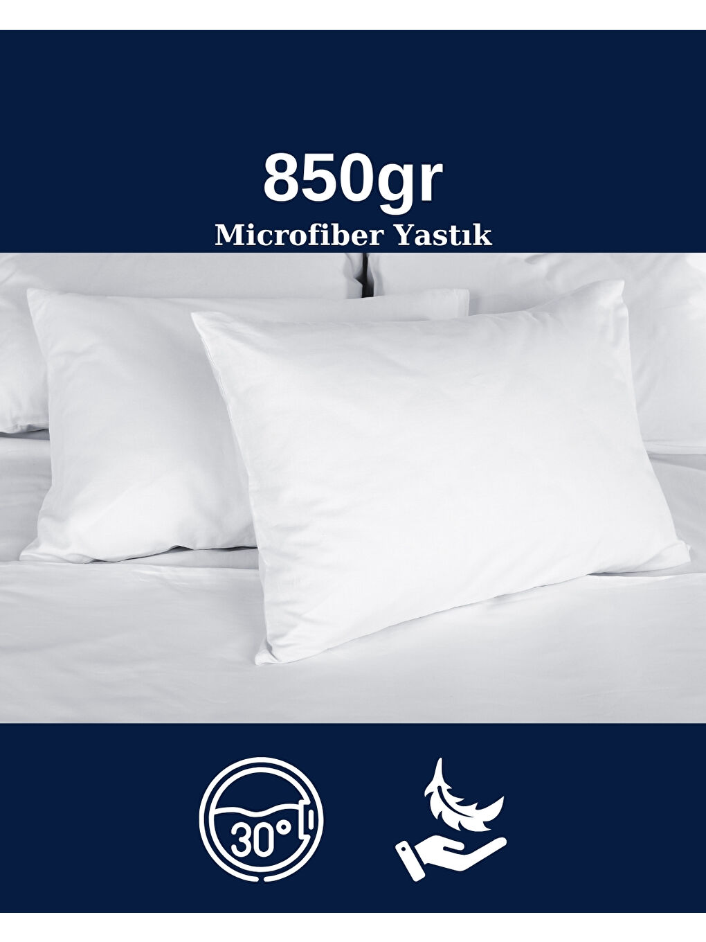 Microfiber Kumaş Boncuk Silikonlu 850gr Beyaz Yastık | 50x70-2