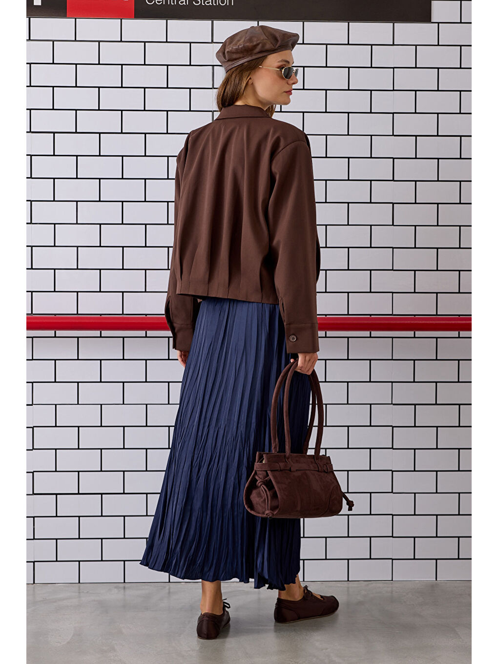 Piliseli Kraş Etek Gece Mavi-3