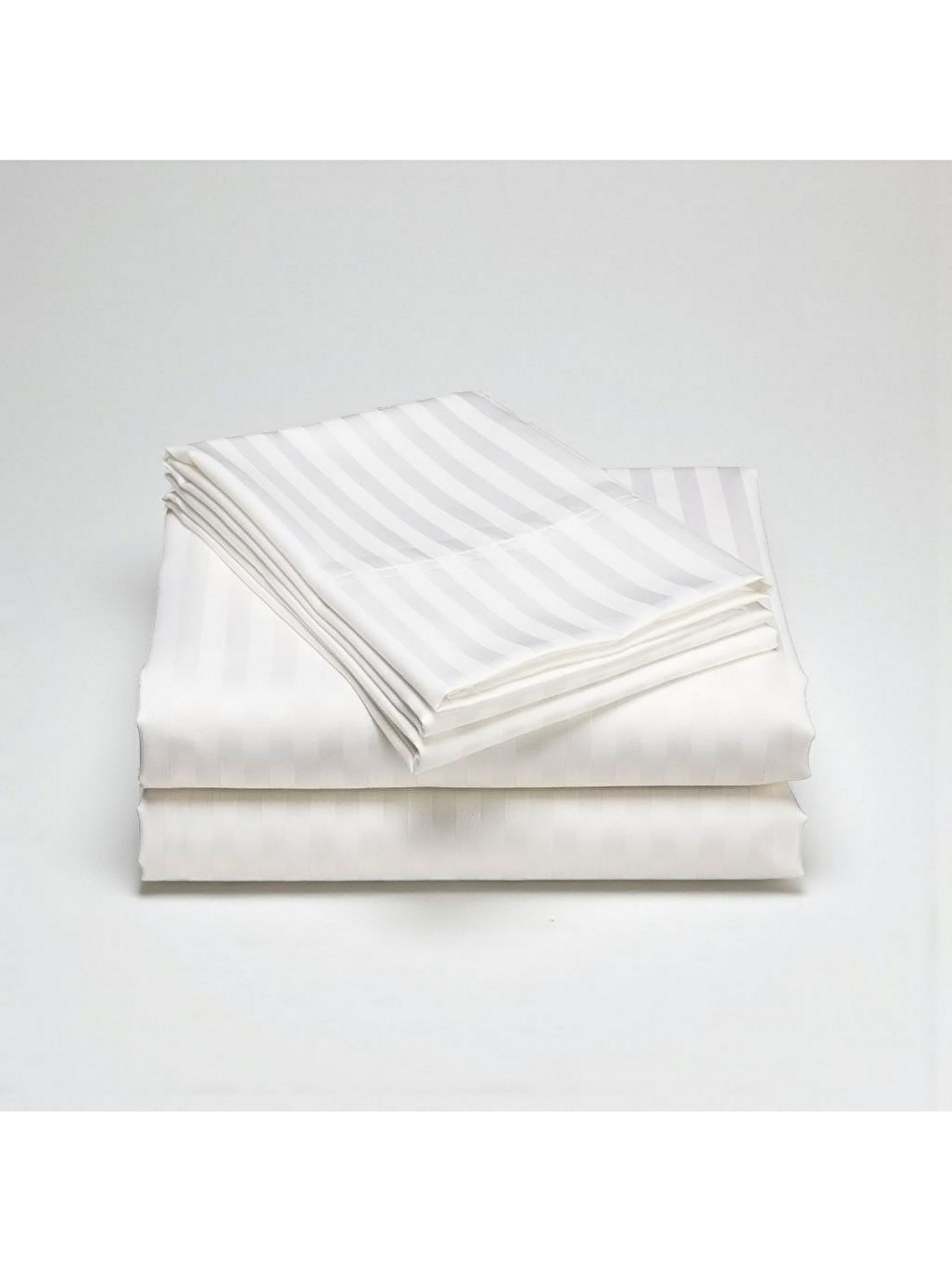 Beyaz Lumira Çizgili Pamuk Saten Nevresim Takımı | Tek Kişilik Premium | 83 Tel Otel Serisi | 160x230-5