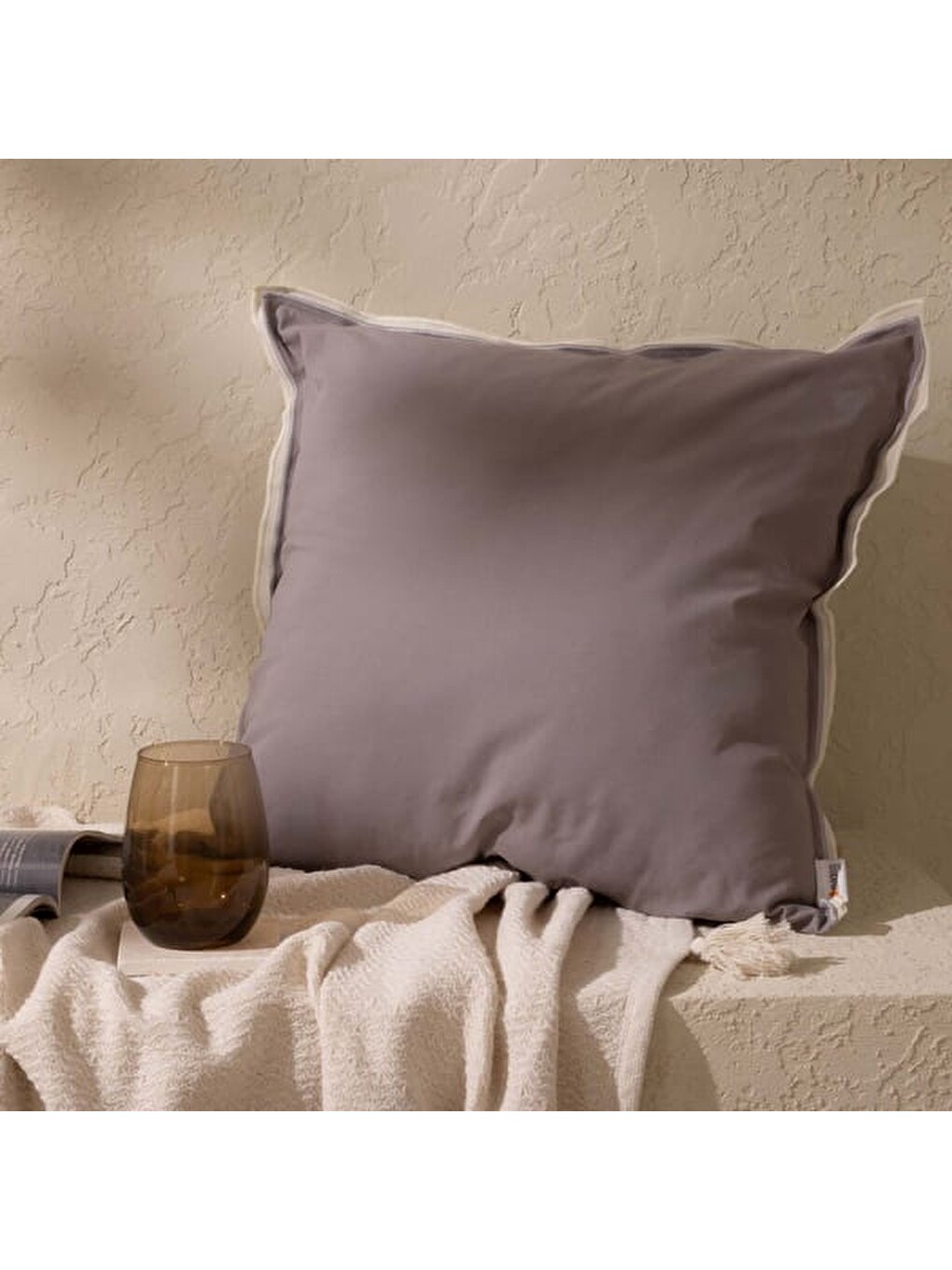 Ekru Soft Rett Kırlent - Antrasit - 50x50 cm-1