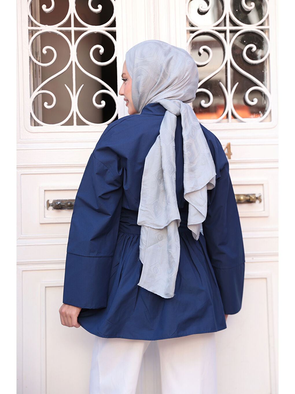 Kadın Bali Poplin Gömlek Lacivert-3