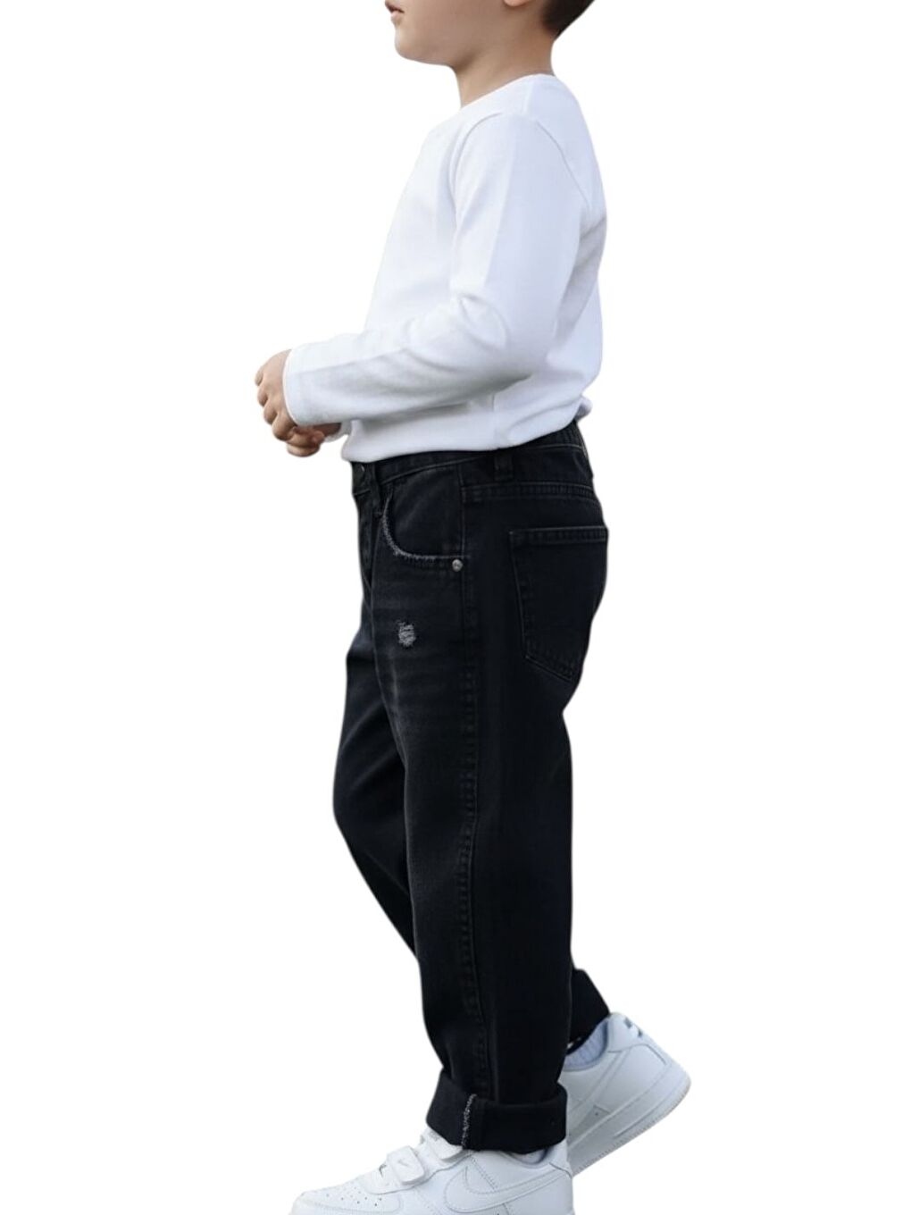 Erkek Çocuk %100 Pamuk Siyah Jean Pantolon-2