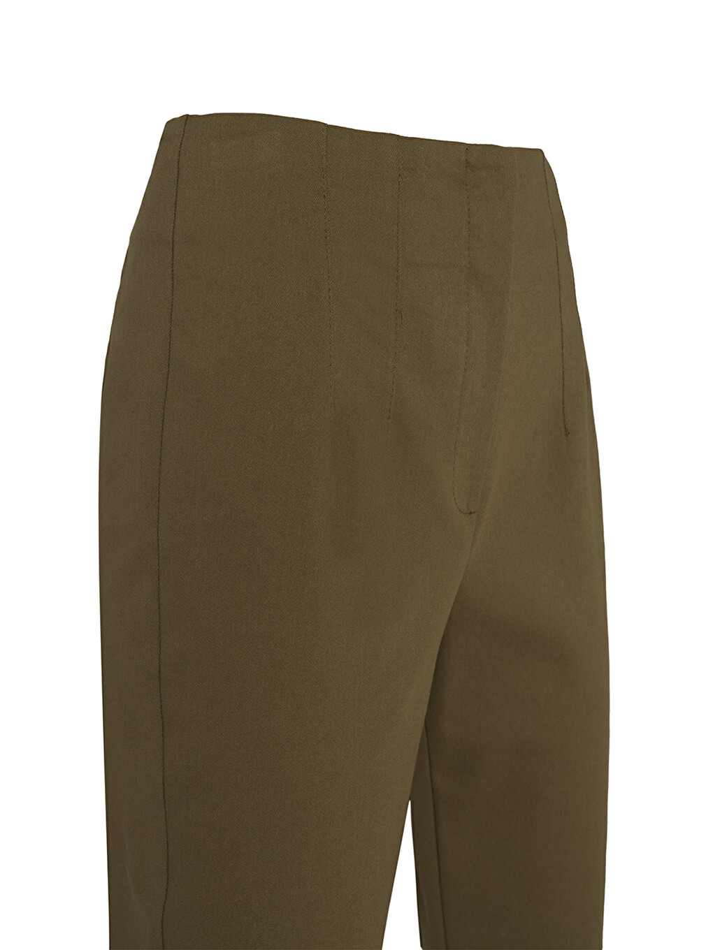 Haki Yüksek Bel Pantolon-1