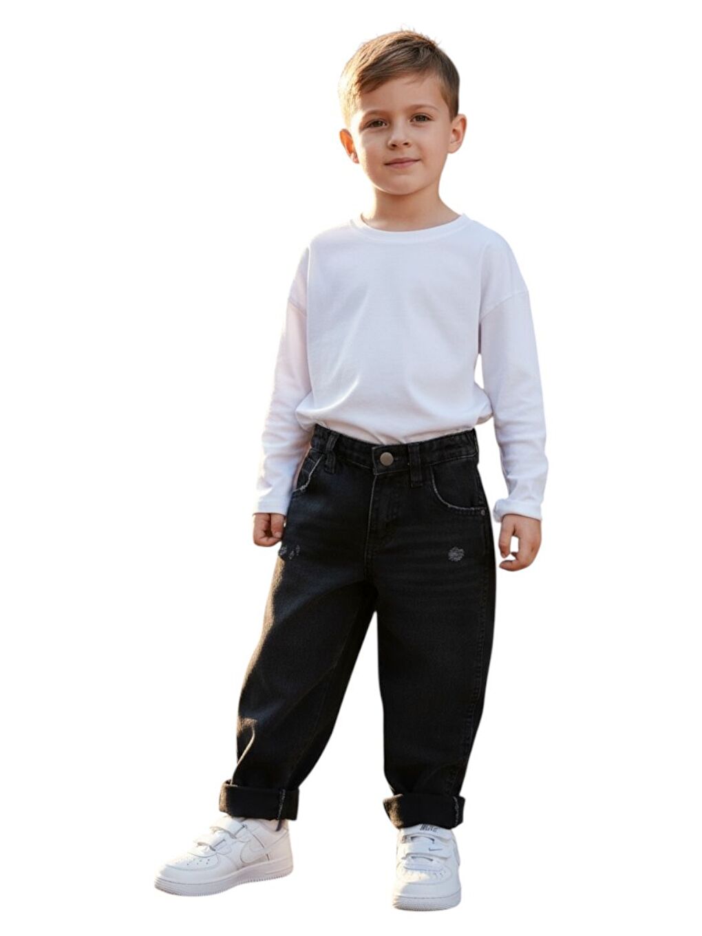 Erkek Çocuk %100 Pamuk Siyah Jean Pantolon-3